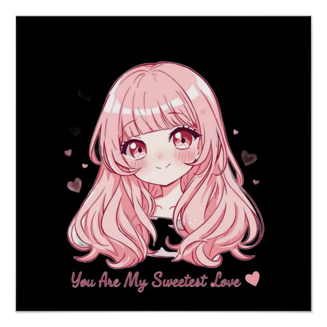 Póster Cute Anime Valentine Sweatshirt (Anverso)