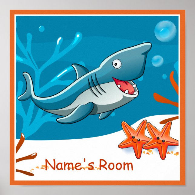 Póster Cute Aquatic Shark Personalizado Niños Poster de s (Frente)