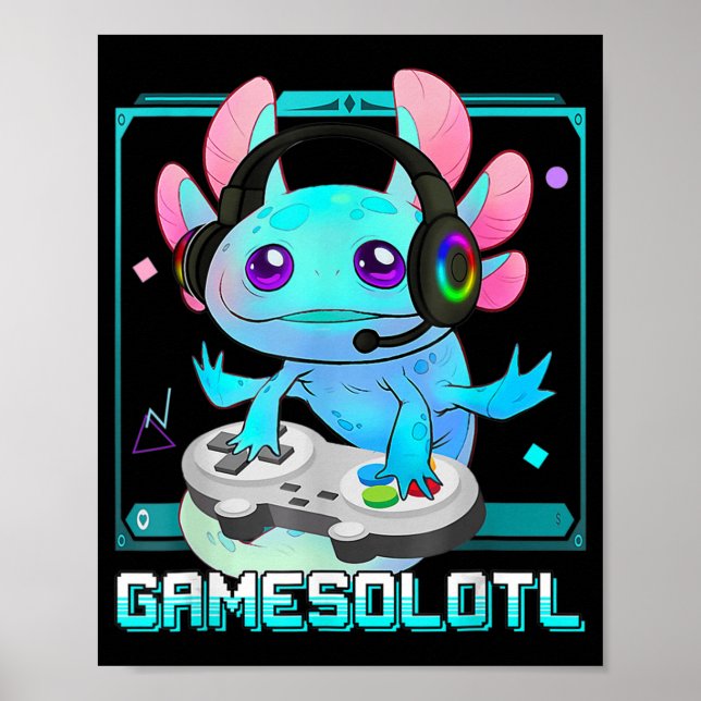 Póster Cute Axolotl Lover Gamesalotl Gaming Niños Axolotl (Frente)