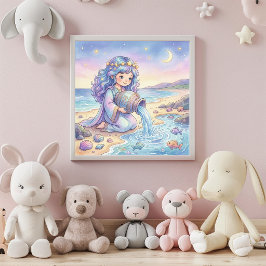 Póster Cute Baby Aquarius Zodiac Wall Art Poster