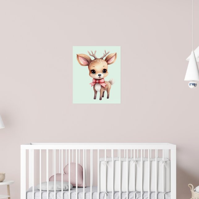 Póster Cute Baby Deer Cartoon Illustration (Guardería 2)