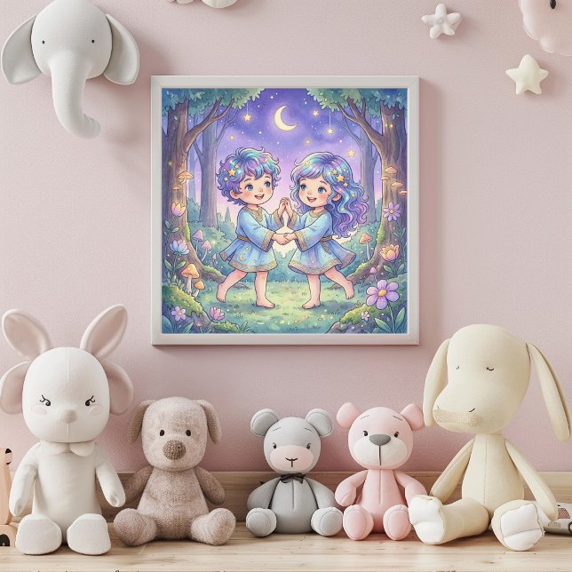 Póster Cute Baby Gemini Zodiac Wall Art Poster (Subido por el creador)