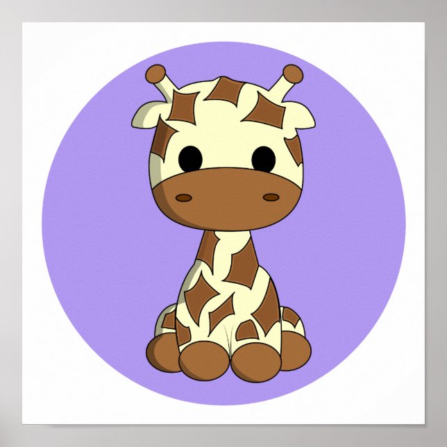 Póster Cute baby giraffe kawaii cartoon nursery poster (Frente)