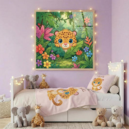 Póster Cute Baby Leopard Safari Animal Kids
