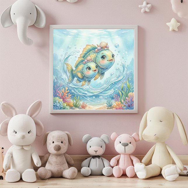 Póster Cute Baby Pisces Zodiac Wall Art Poster (Subido por el creador)