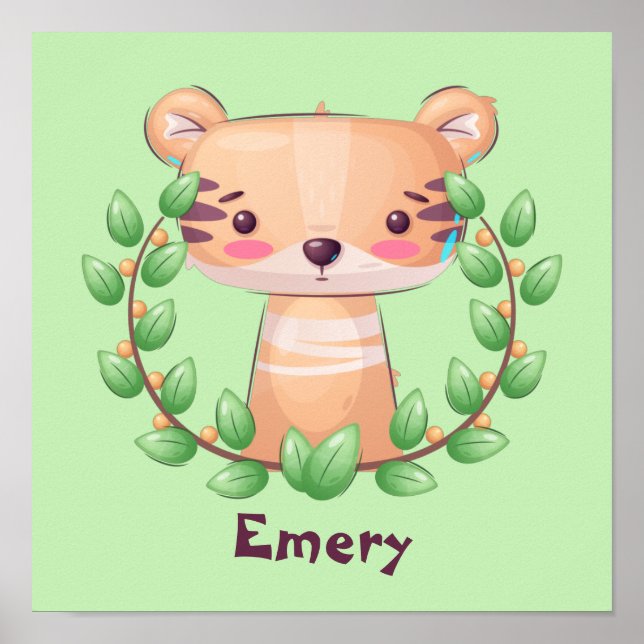 Póster Cute Baby Safari Tiger Personalized Poster (Frente)