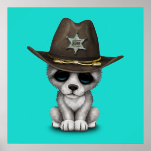 Póster Cute Baby Wolf Sheriff
