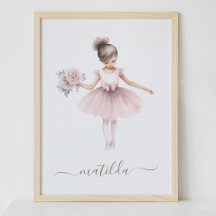 Poster Cute Ballerina Kid Dormitorio Decoración Ac