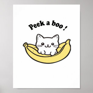 Póster Cute, Banana, Peekaboo!, Japón, Kitten
