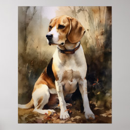Póster Cute Beagle Dog Art Print Poster