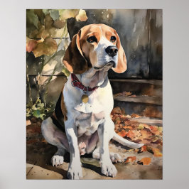 Póster Cute Beagle Dog Art Print Poster