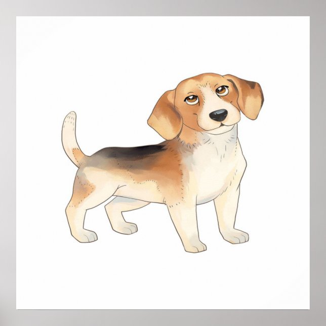 Póster Cute Beagle Dog Pinturas (Frente)