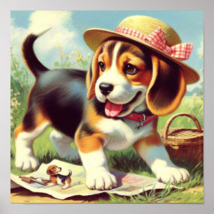 Póster Cute Beagle Pinting
