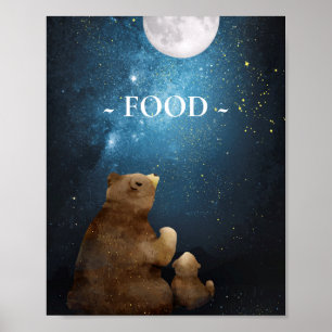 Póster Cute Bear Over The Moon Food