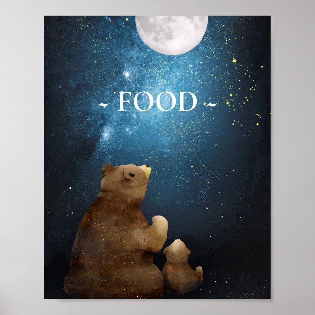 Póster Cute Bear Over The Moon Food (Frente)