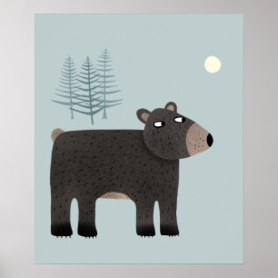 Póster Cute Bear Woodland