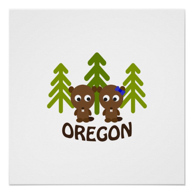 Póster Cute Beaver Couple Oregon (Anverso)