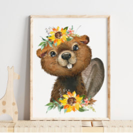 Póster Cute Beaver Woodland Animal Nursery | Wall Print