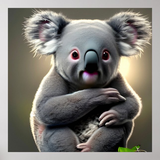 Póster Cute Bebé Koala Oso Habitación del Bebé  (Frente)