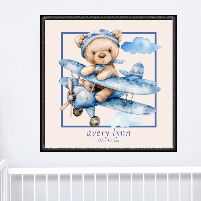 Póster Cute bebé oso y juguete avión Nursery Wall Art (Subido por el creador)