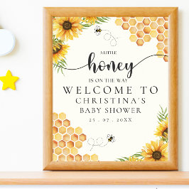 Póster Cute Bee and Sunflower Baby shower