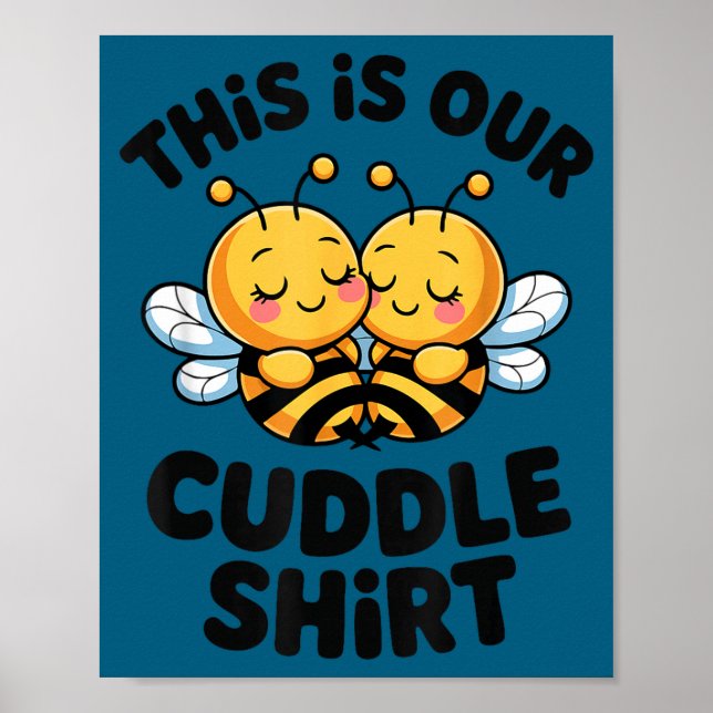 Póster Cute Bee Couple Cuddle Funny Romantic  (Frente)