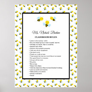 Póster Cute Bees Classroom Poster