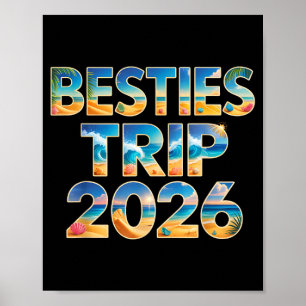 Póster Cute besties viaje 2026 vacaciones de chicas cruce