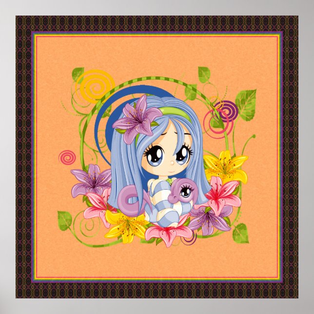 Póster Cute Big Oyed Chibi Dragon Fairy (Frente)