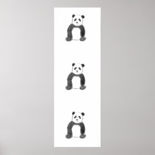 Póster Cute black and white panda sketch