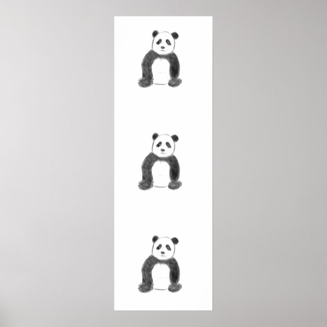 Póster Cute black and white panda sketch (Frente)