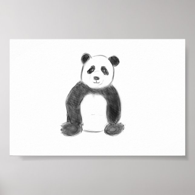 Póster Cute black and white panda sketch (Frente)