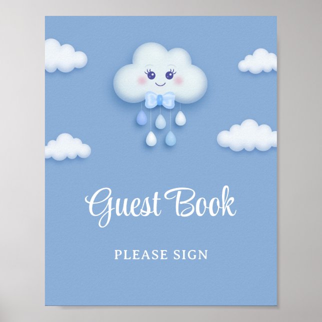 Póster Cute blanco y esponjoso nube nueve libro de invita (Frente)