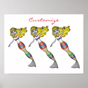 Póster Cute Blonde Mermaid Thunder_Cove