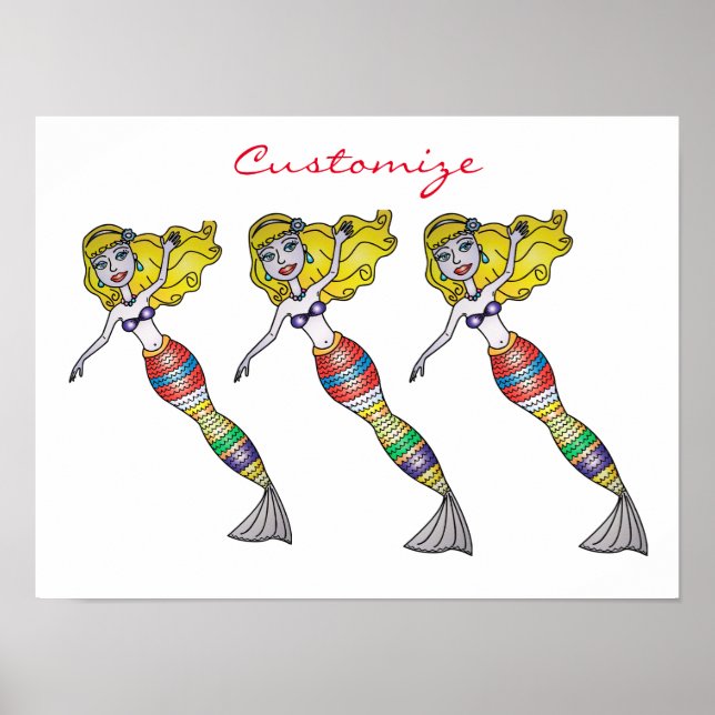 Póster Cute Blonde Mermaid Thunder_Cove (Frente)
