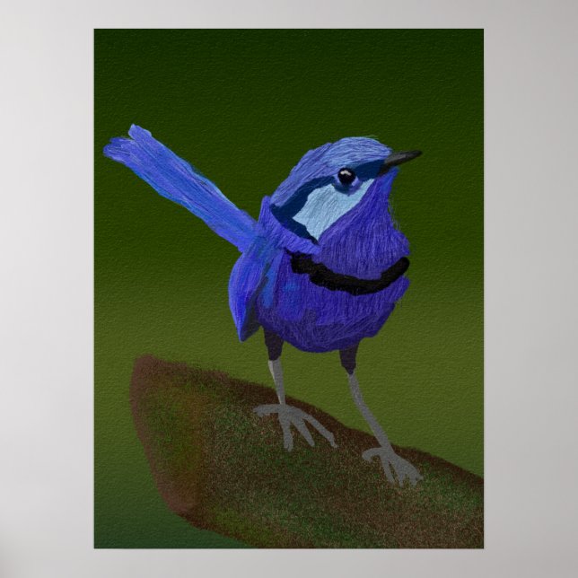 PÓSTER CUTE BLUE BIRD PINTURA (Frente)