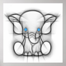 Cute blue eyes elephant poster