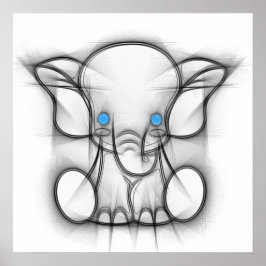 Póster Cute blue eyes elephant poster