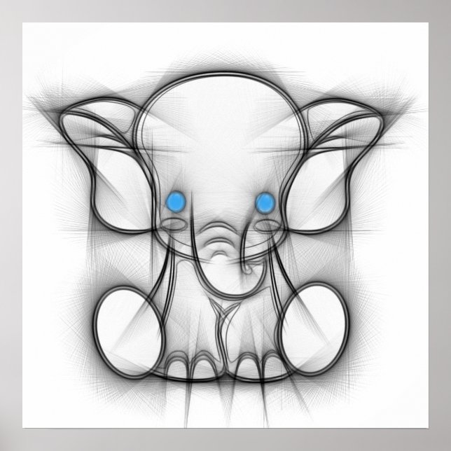 Póster Cute blue eyes elephant poster (Frente)