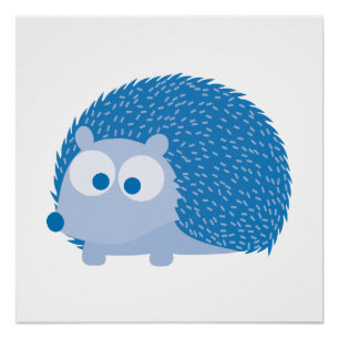 Póster Cute Blue Hedgehog