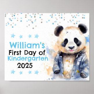 Póster Cute Blue Panda Primer Día del Colegio