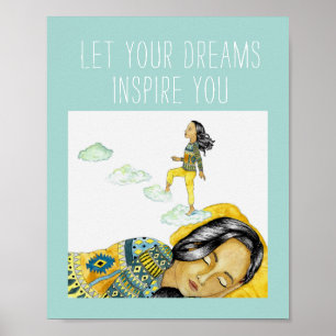 Póster Cute Blue Sigue Tu Cita Inspiradora De Sueños