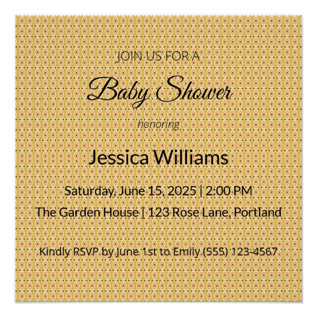 Póster Cute Boho Baby Shower Género neutro, Personalizabl (Anverso)