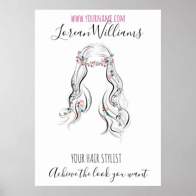 Póster Cute Boho Hairstyle Boda Hair Stylist Floral (Frente)