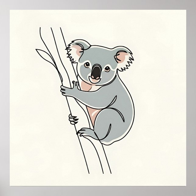 Póster Cute Boho Koala Line Art (Frente)