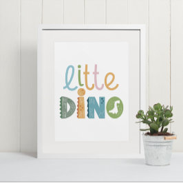 Póster Cute Boho Pequeño Dinosaurio Texto Nursera Muro Ar