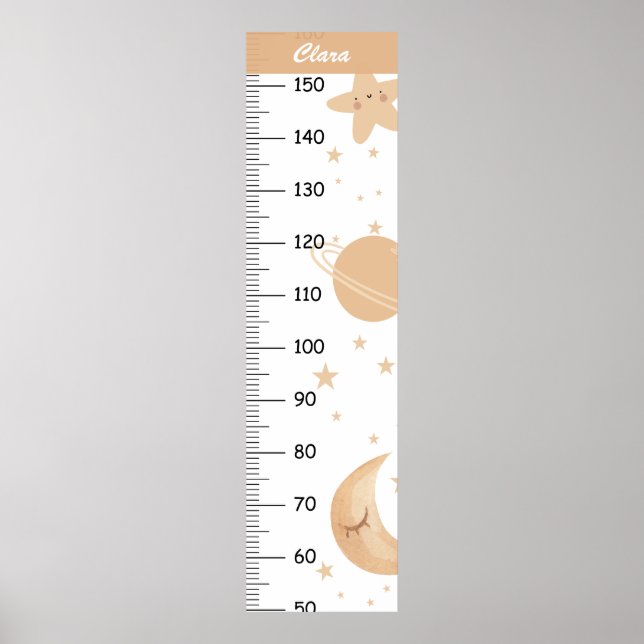 Póster Cute Boho Star y Planet Growth Chart (Frente)