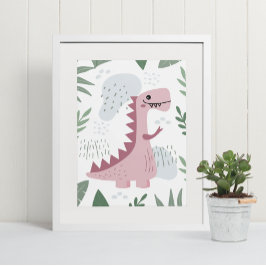 Póster Cute Boho T-Rex Dinosaur Baby Room Nursery Decorac
