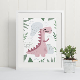 Póster Cute Boho T-Rex Dinosaur Baby Room Nursery Decorac