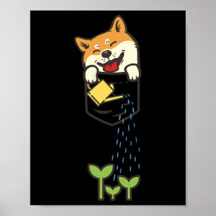 Póster Cute bolsillo Shiba Inu Shirt Perro Lover Plantas